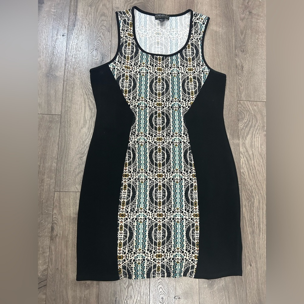 Forever 21+ Black and Patterned Mini Dress